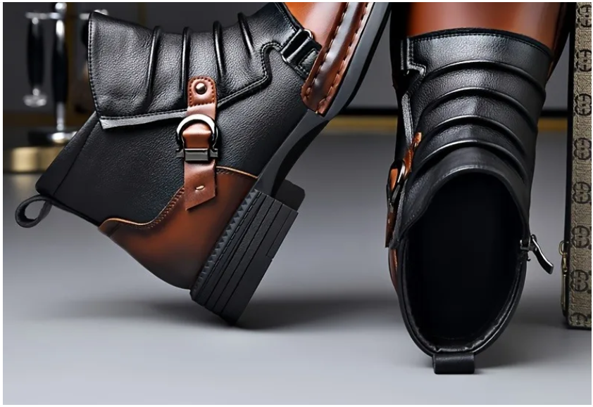 Bottines Élégantes en Cuir avec Boucle Ajustable