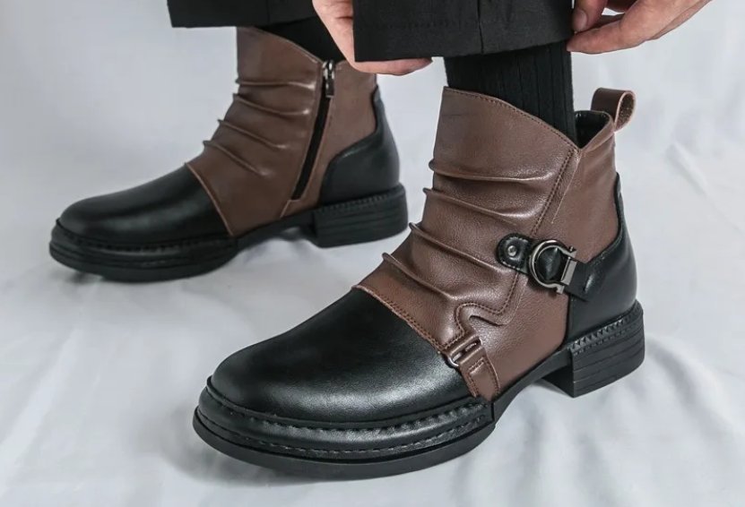 Bottines Élégantes en Cuir avec Boucle Ajustable