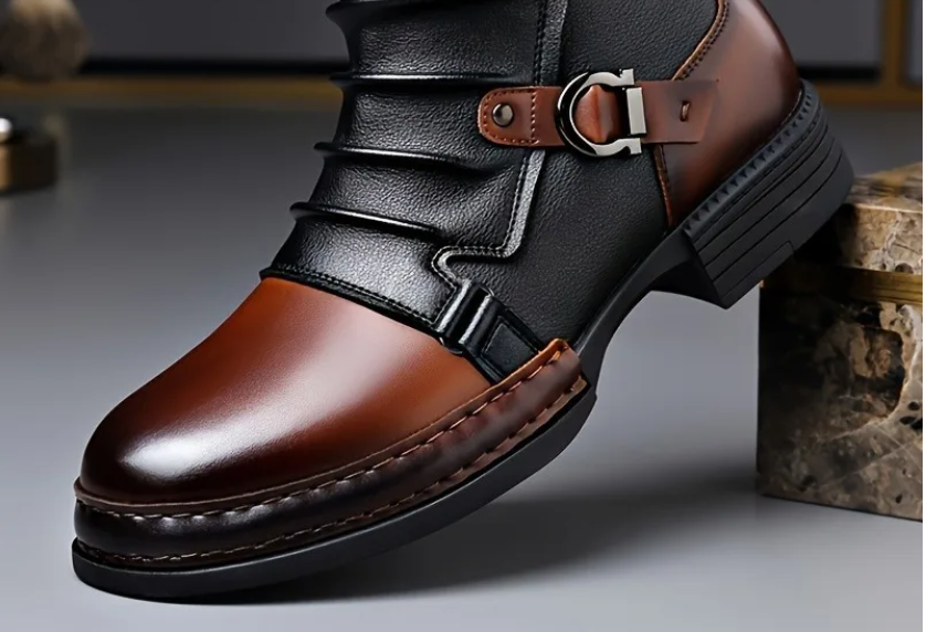 Bottines Élégantes en Cuir avec Boucle Ajustable
