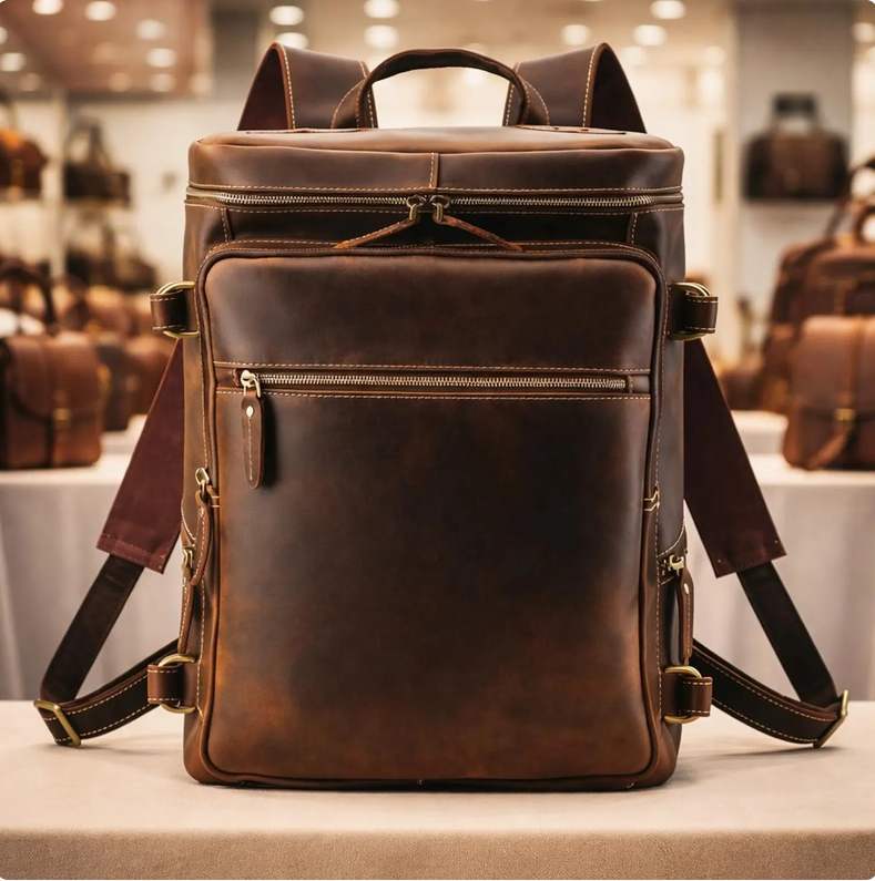 Sac à dos en cuir véritable marron pour ordinateur portable 17,5 pouces – Sac  de travail